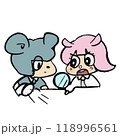 可愛いゆるキャラの表情豊かな手描きイラスト素材 118996561