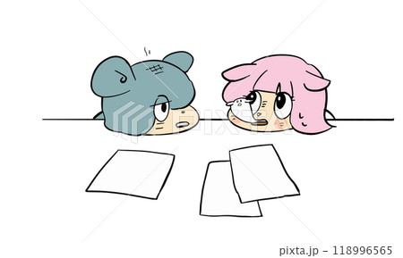 可愛いゆるキャラの表情豊かな手描きイラスト素材 可愛いゆるキャラの表情豊かな手描きイラスト素材 118996565
