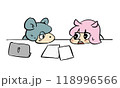 可愛いゆるキャラの表情豊かな手描きイラスト素材 118996566