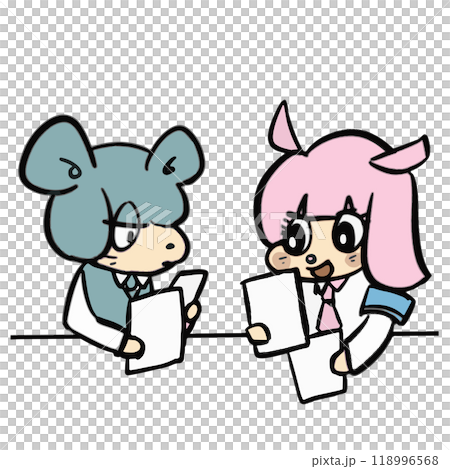 可愛吉祥物人物的富有表現力的手繪插圖 118996568