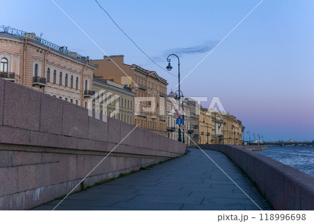 cityscape of the embankment in historical center of Saint Petersburg during the white night 118996698