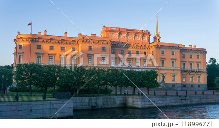 cityscape of the historical center of Saint Petersburg during white night, Saint Michael's Castle on Moyka River Embankment 118996771