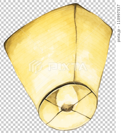 Paper lantern, Floating lantern in the sky. Making a Wish. Watercolor illustration. 118997837