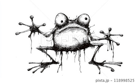 Anxious Frog: The Frazzled Cartoon Character. Generative AI	 118998525