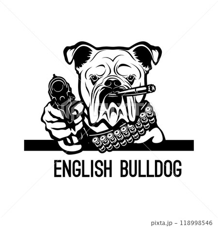 Bad Bulldog with gun - Bad Dog - Dog gangster 118998546