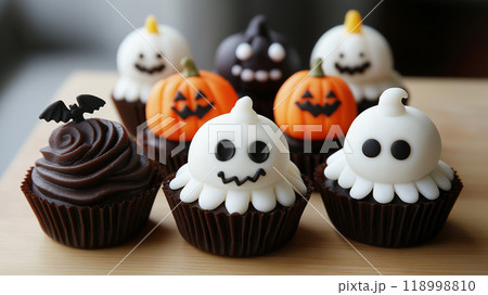 可愛いおばけのハロウィンカップケーキのイラスト素材 [118998810] - PIXTA