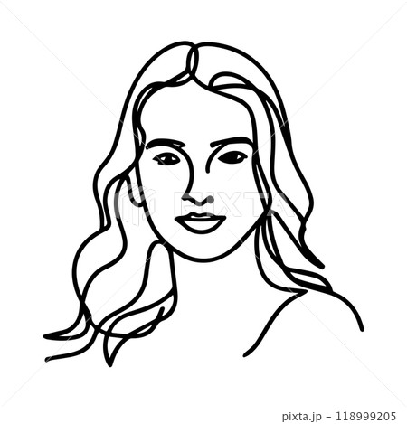 Abstract portrait of a girl with one continuous line, logo Abstract portrait of a girl with one continuous line, logo 118999205