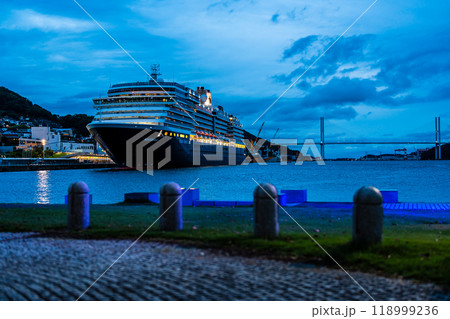 長崎港客船入港（Westerdam）水辺の森公園からの夜景ライトアップ【長崎市】 118999236