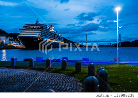 長崎港客船入港（Westerdam）水辺の森公園からの夜景ライトアップ【長崎市】 118999239