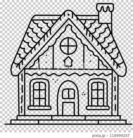 Line art doodle Hand drawn Christmas Winter graphic vector illustration isolated on white background color editable Gingerbread house cookies Line art doodle Hand drawn Christmas Winter graphic vector illustration isolated on white background color editable Gingerbread house cookies 118999287