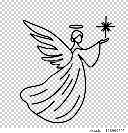 Line art doodle Hand drawn Christmas Winter graphic vector illustration isolated on white background color editable angel Line art doodle Hand drawn Christmas Winter graphic vector illustration isolated on white background color editable angel 118999295