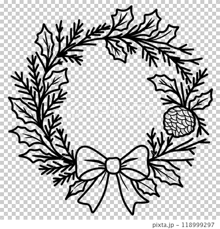 Line art doodle Hand drawn Christmas Winter graphic vector illustration isolated on white background color editable Christmas Wreath Line art doodle Hand drawn Christmas Winter graphic vector illustration isolated on white background color editable Christmas Wreath 118999297