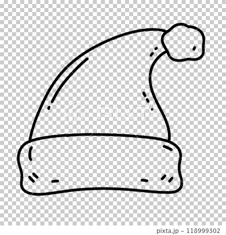 Line art doodle Hand drawn Christmas Winter graphic vector illustration isolated on white background color editable santa hat 118999302