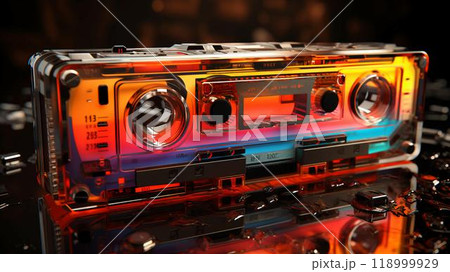Old stylish vintage retro audio cassette poster from the 80s 90s 118999929