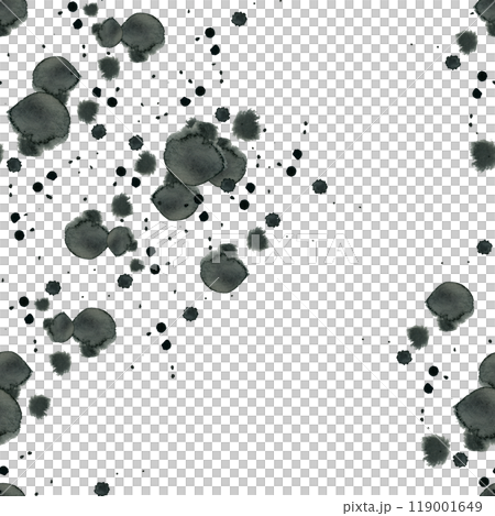 Ink stains, watercolor translucent stains of black and gray. Watercolor seamless pattern. All objects are hand-drawn with watercolor on a white background. For printing on fabric, paper, scrapbooking. 119001649