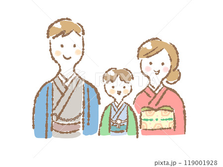 着物を着た家族3人の上半身イラスト(七五三・5歳/お正月) 着物を着た家族3人の上半身イラスト(七五三・5歳/お正月) 119001928