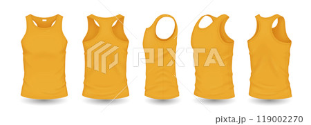 Yellow men tank tops with design template illustration set Yellow men tank tops with design template illustration set 119002270