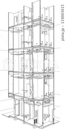 3D illustration of building project 3D illustration of building project 119003015