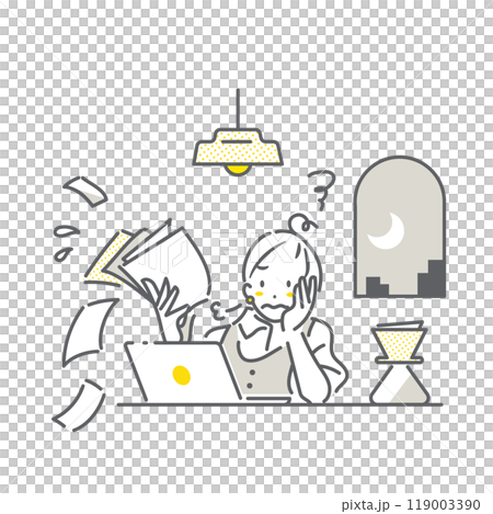 確定申告にストレスを抱える自営業の女性 シンプルでお洒落な線画イラスト 確定申告にストレスを抱える自営業の女性 シンプルでお洒落な線画イラスト 119003390