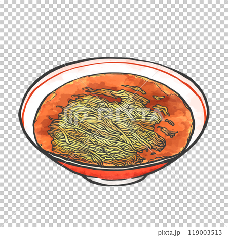 醤油ラーメンの手書き筆絵風イラスト 119003513