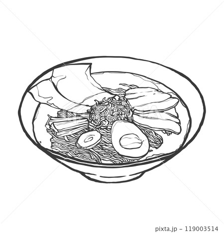 醤油ラーメンの手書き筆絵風イラスト 醤油ラーメンの手書き筆絵風イラスト 119003514