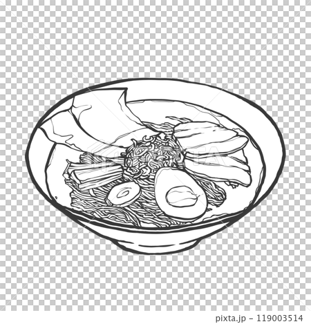 醤油ラーメンの手書き筆絵風イラスト 醤油ラーメンの手書き筆絵風イラスト 119003514