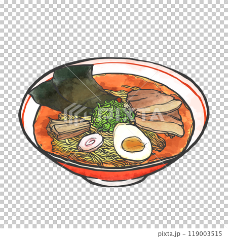 醬油拉麵手寫毛筆繪畫風格插畫 醬油拉麵手寫毛筆繪畫風格插畫 119003515
