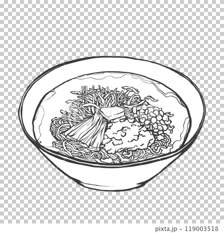 味噌ラーメンの手書き筆絵風イラスト 119003518