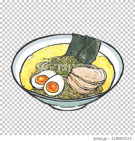 鹽拉麵的手寫筆畫風格插畫 119003523