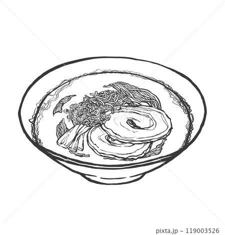 豚骨ラーメンの手書き筆絵風イラスト 豚骨ラーメンの手書き筆絵風イラスト 119003526