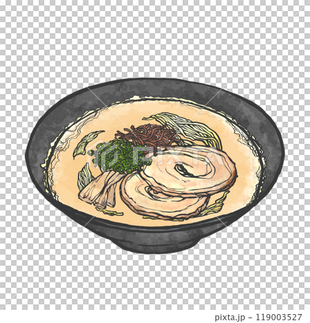 Hand-drawn illustration of tonkotsu ramen Hand-drawn illustration of tonkotsu ramen 119003527