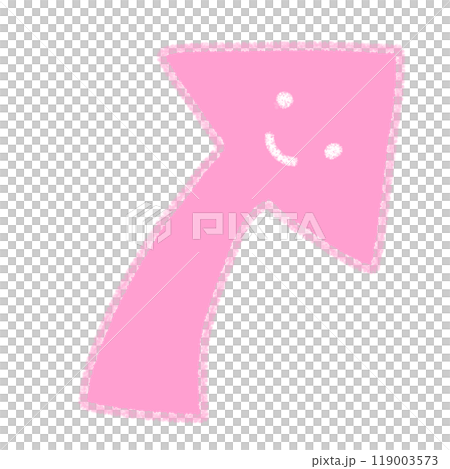 右上向きニコニコ矢印のかわいい手書き風イラスト 右上向きニコニコ矢印のかわいい手書き風イラスト 119003573
