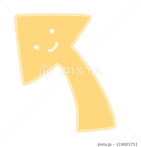 左上向きニコニコ矢印のかわいい手書き風イラスト 119003751