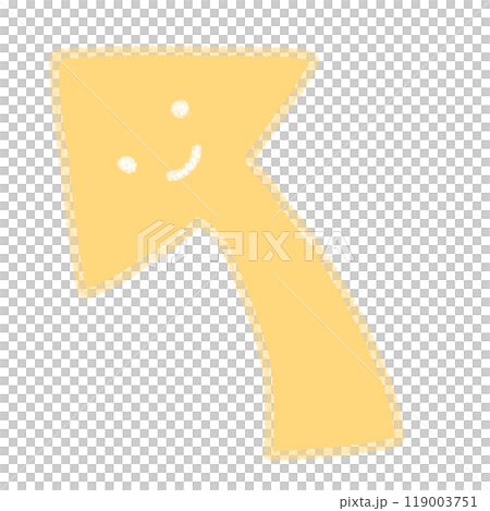 左上向きニコニコ矢印のかわいい手書き風イラスト 119003751