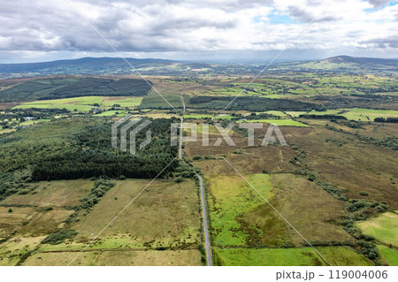 Aerial view of the Gallan Road close to the Strabane transmitting station in Northern Ireland Aerial view of the Gallan Road close to the Strabane transmitting station in Northern Ireland 119004006
