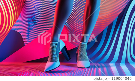女性の脚とポップアート風の抽象デザイン 女性の脚とポップアート風の抽象デザイン 119004046