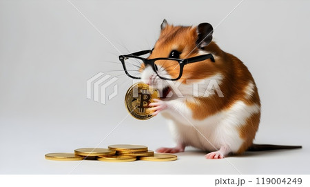 smart rat with a cute smile on a white background 119004249