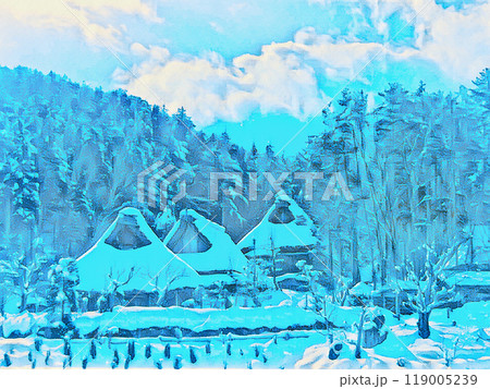 雪の積もった冬の朝 119005239