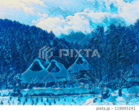 雪の積もった合掌造り2 119005241