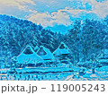 雪の積もった合掌造り4 119005243