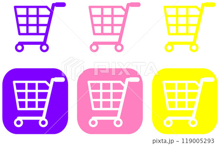 ネットや店舗でショッピングする買物カゴのイラスト ネットや店舗でショッピングする買物カゴのイラスト 119005293