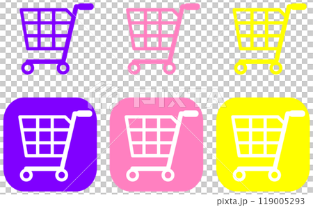 ネットや店舗でショッピングする買物カゴのイラスト ネットや店舗でショッピングする買物カゴのイラスト 119005293