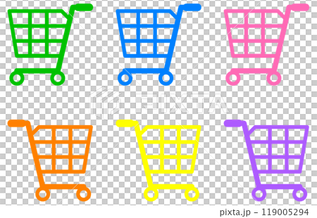 Illustration of a shopping basket for online and in-store shopping 119005294