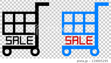 ネットや店舗でショッピングする買物カゴのイラスト 119005295