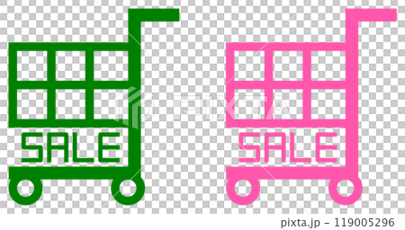 Illustration of a shopping basket for online and in-store shopping 119005296