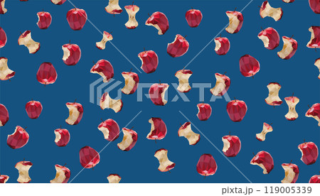 pattern in the style of low poly. apples, different apples, whole and bitten off. can be used as a print for fabrics pattern in the style of low poly. apples, different apples, whole and bitten off. can be used as a print for fabrics 119005339