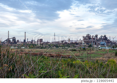 An enterprise destroyed during military operations. The ruins of the plant after the war 119005441