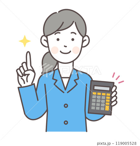 電卓を持った会社員女性 電卓を持った会社員女性 119005528
