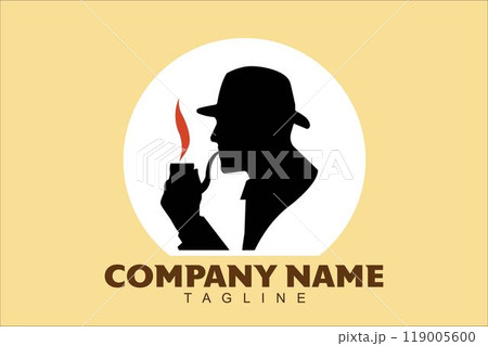 silhouette of a gentleman with the pipe and hat silhouette of a gentleman with the pipe and hat 119005600