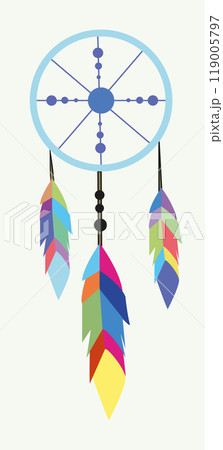 textile ornament of Indians with feathers, colored feathers, amulet textile ornament of Indians with feathers, colored feathers, amulet 119005797